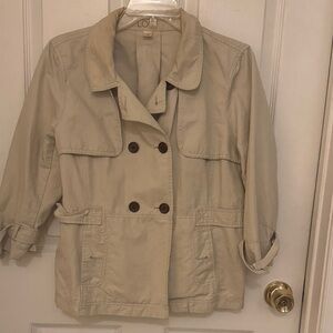 LOFT Women's Tan Double-Breasted cotton jacket
